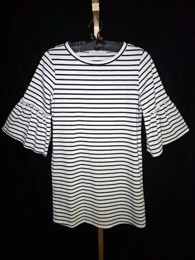 Ellison White/Navy Horizontal Stripe Shift Dress S
